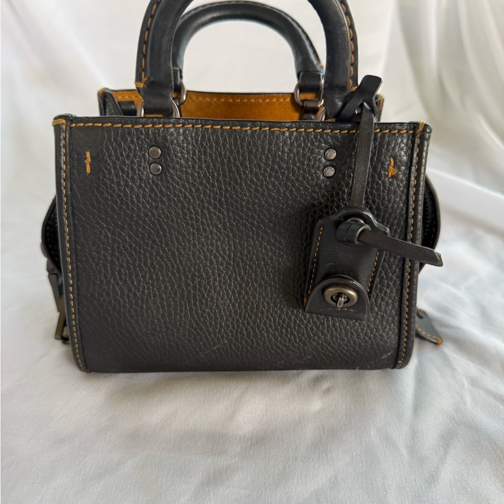 Coach Black Mini Bag with Tan Stitching - Picture 6 of 6